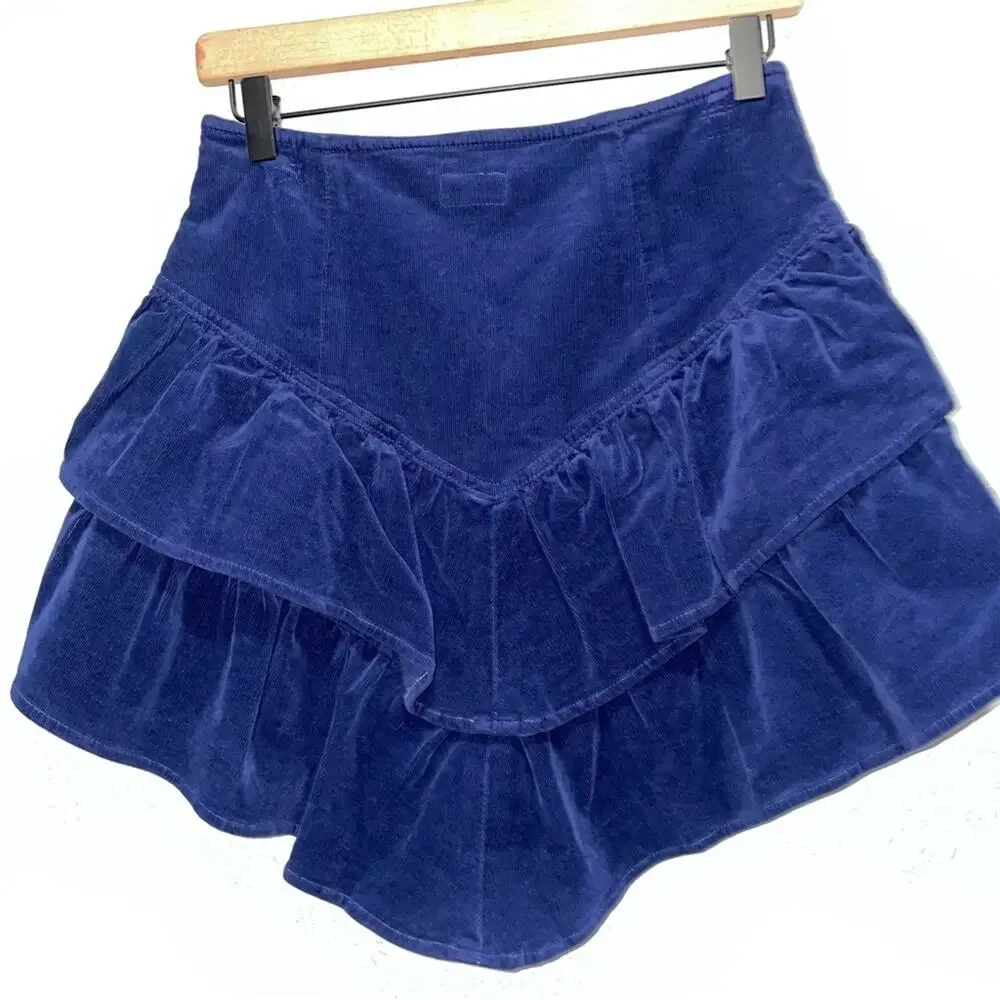 Mother BLUEPRINT Women's The Ruffle Denim Mini Skirt, US 26